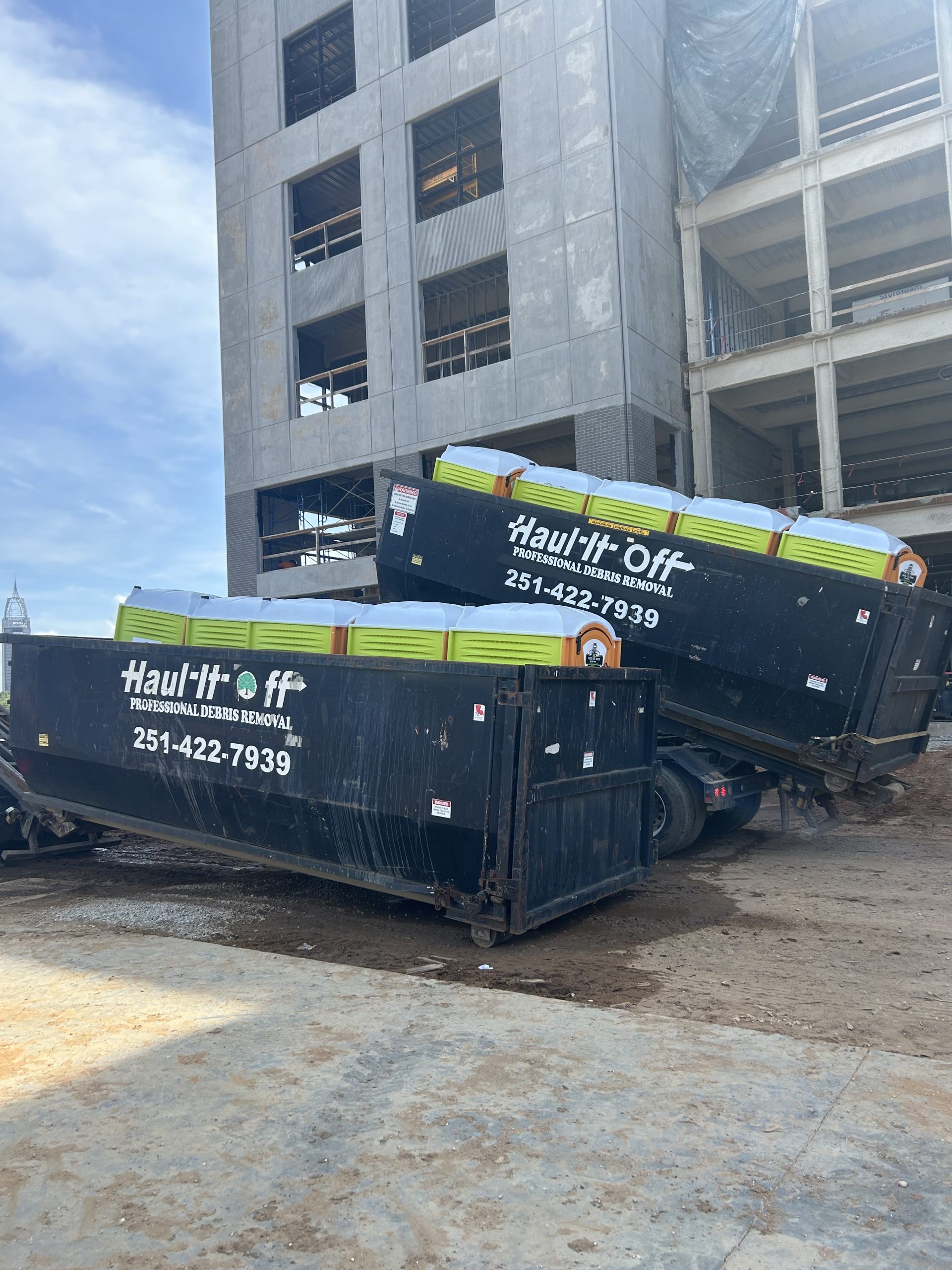 2 portable toilets in Mobile AL placed by Haul It Off